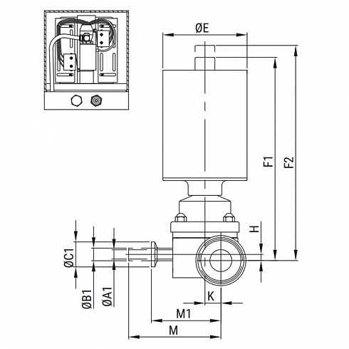 55145-3 Мембранный клапан с пневмоприводом трехходовой редукционный, тип-Т, Ц-Ц-Ц