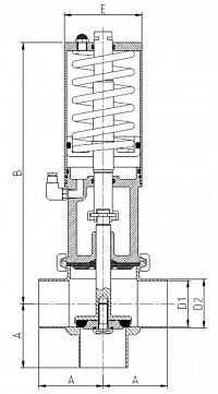 47310-P45 Седельный клапан нержавеющий двойной пневматический С-С-С, тип T — DIN, AISI 304