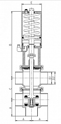 47350-P45 Седельный клапан нержавеющий передвижной пневматический, тип TT, воздух-пружина — DIN, AISI 316L