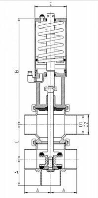 47350-P45 Седельный клапан нержавеющий передвижной пневматический, тип TT, воздух-пружина — DIN, AISI 316L