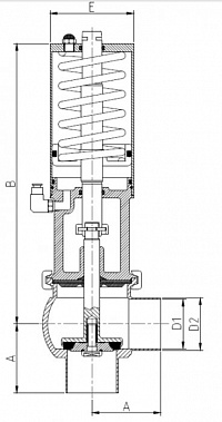 47300-P45 Седельный клапан нержавеющий угловой С-С, тип L пневматический — DIN, AISI 304